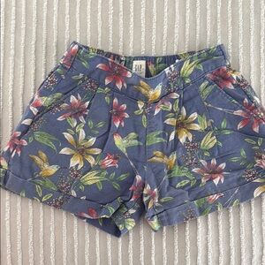 GAP Girls linen Blue Shorts with Tropical Print adorable